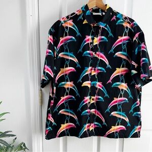 ASOS DESIGN boxy oversized shirt with dolphin print